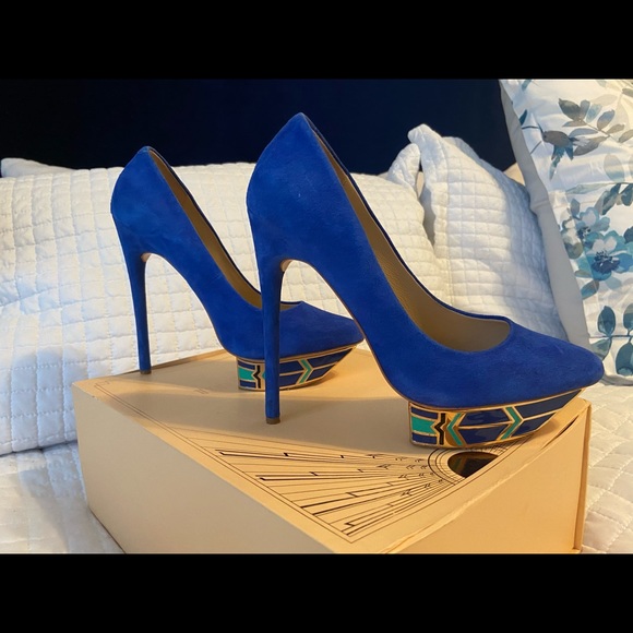Ivy kirizhner royal blue heels “pyramid” size 7 - Picture 6 of 13